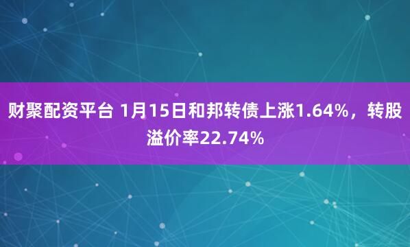 财聚配资平台 1月15日和邦转债上涨1.64%，转股溢价率22.74%