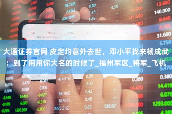 大通证券官网 皮定均意外去世，邓小平找来杨成武：到了用用你大名的时候了_福州军区_将军_飞机