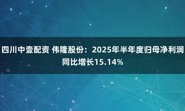 四川中壹配资 伟隆股份：2025年半年度归母净利润同比增长15.14%